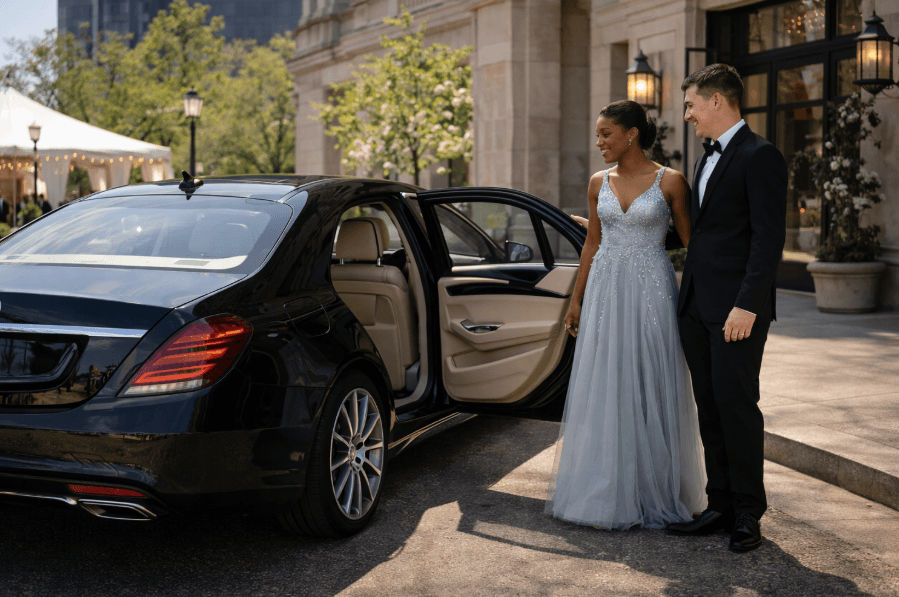 Black Car for Prom Night with chauffeur Black Car for Prom Night with chauffeur