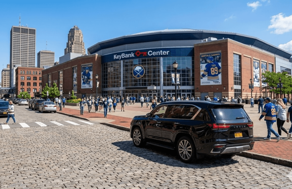 Black car for concerts and hockey games