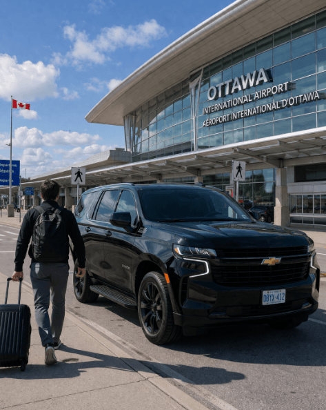Black car at Ottawa airport