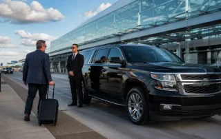 Chauffeur beside vehicle for professional chauffeur service Buffalo NY guide